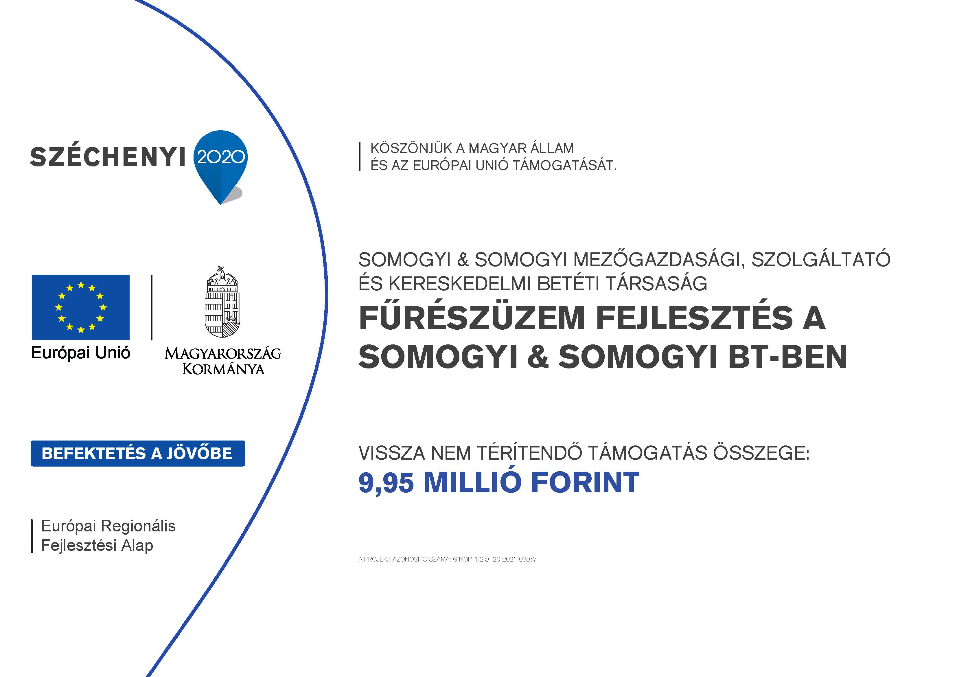 A GINOP-1.2.9-20-2021-03957 projekt tájékoztató táblája